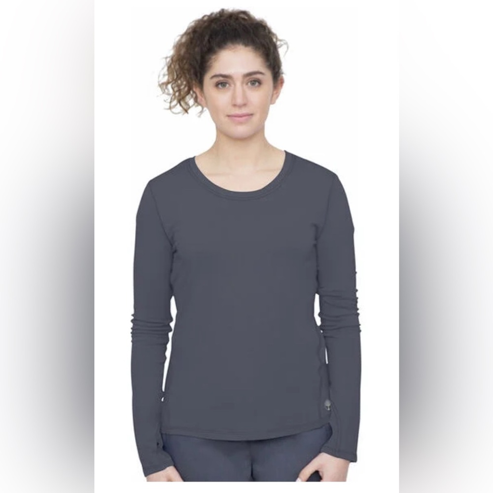 Purple Label by Healing Hands Women's Mackenzie Solid Underscrub Tee Pewter XXS